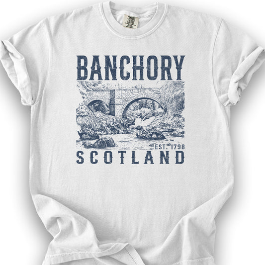 Banchory Scotland Sketch T-Shirt - White