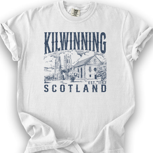 Kilwinning Scotland Sketch T-Shirt - White