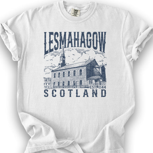 Lesmahagow Scotland Sketch T-Shirt - White