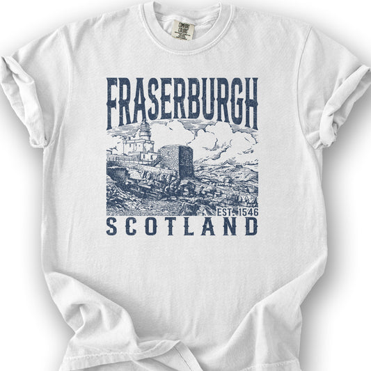 Fraserburgh Scotland Sketch T-Shirt - White