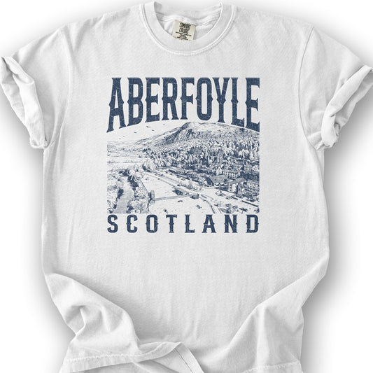 Aberfoyle Scotland Sketch T-Shirt - White