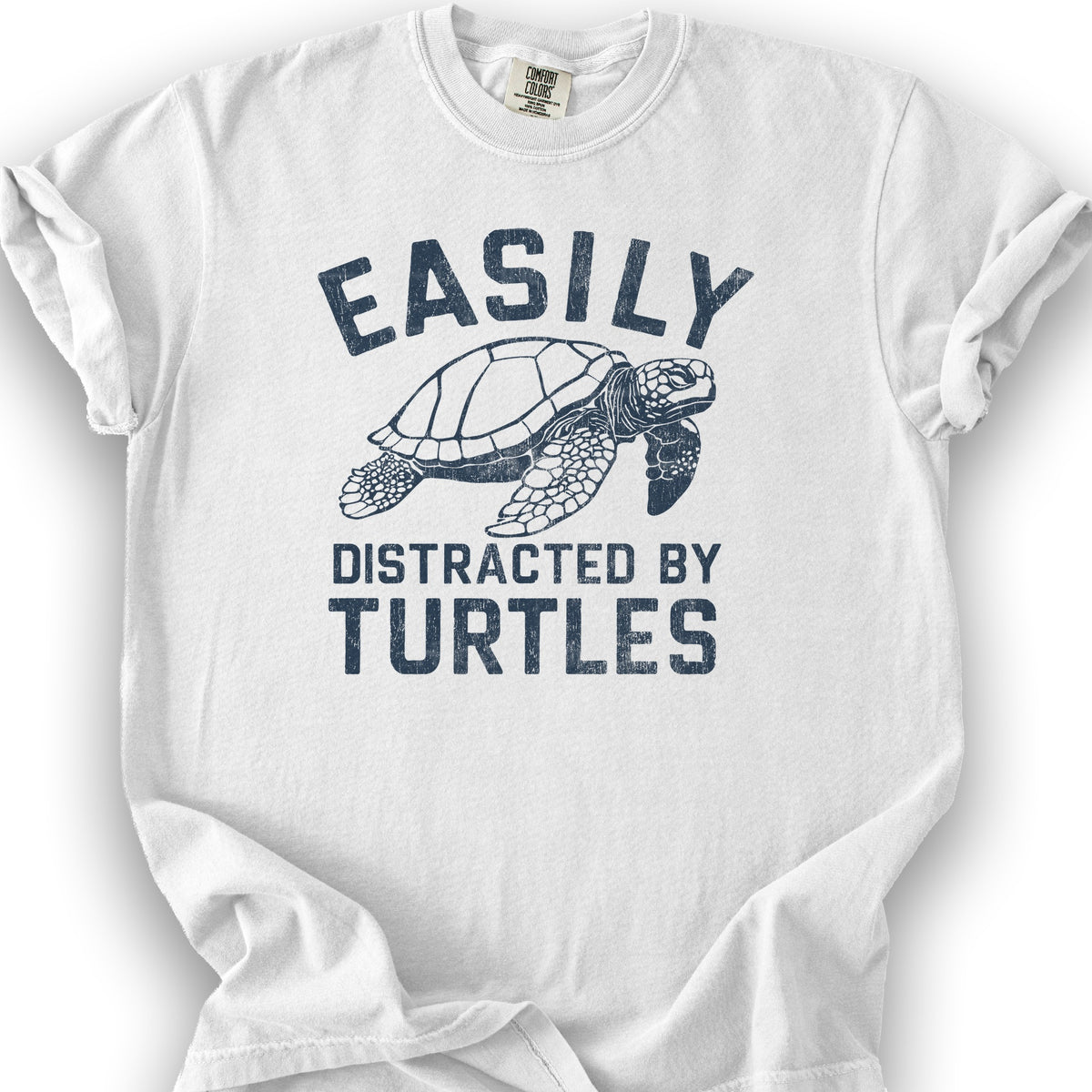 Easily Distracted By Turtles T-Shirt - White