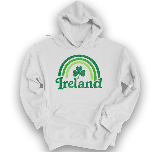 Ireland Rainbow Shamrock Hoodie - White