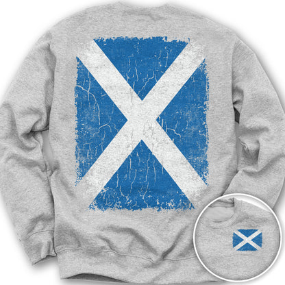 Scotland Distressed Flag Front/Back Print Sweatshirt - Ash