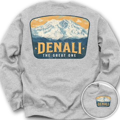 Denali "The Great One" Vintage Badge Front/Back Print Sweatshirt - Ash