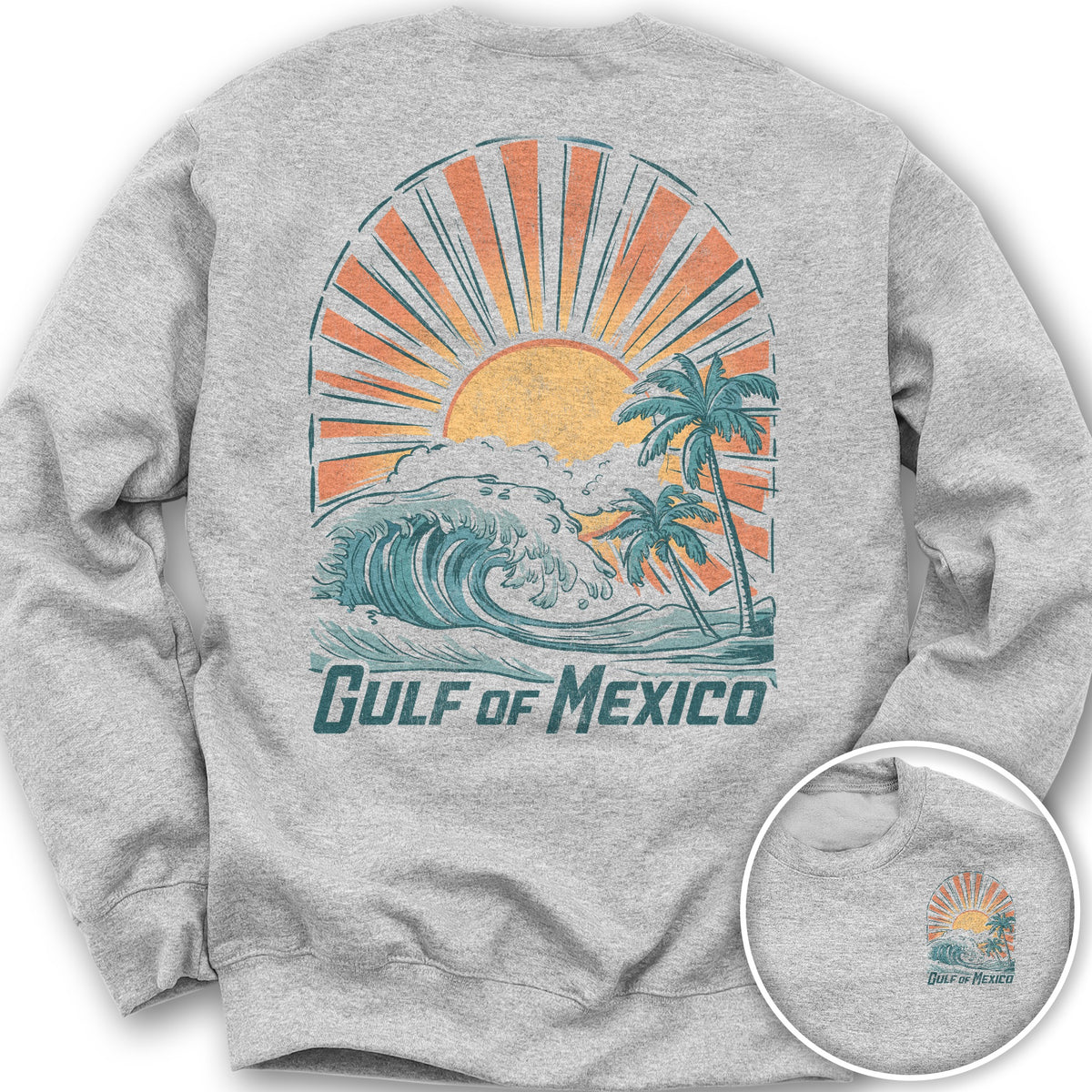 Gulf of Mexico "Sunny Vibes" Front/Back Print Sweatshirt - Ash