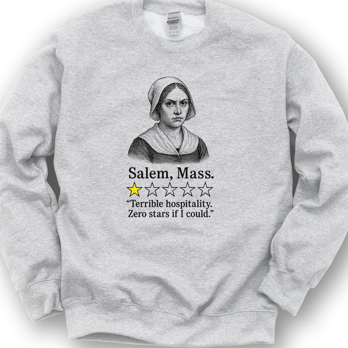 Salem Massachusetts "1 Star Review" Sweatshirt - Ash