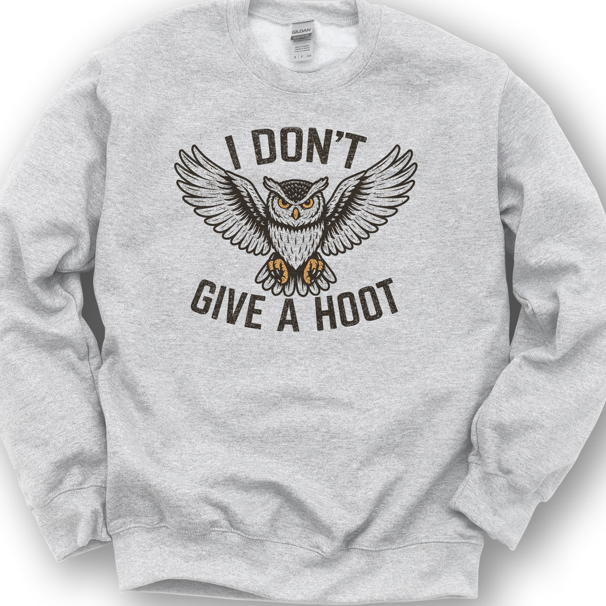 I Don't Give a Hoot "Vintage Owl" Sweatshirt - Ash