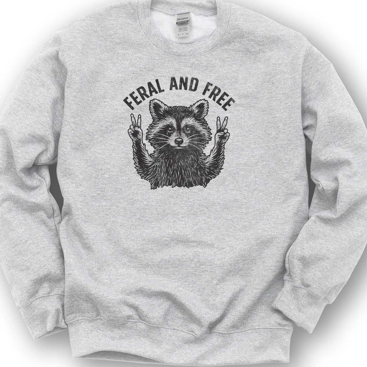 Feral and Free "Vintage Raccoon" Sweatshirt - Ash