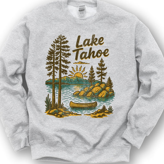 Lake Tahoe Vintage Sketch Sweatshirt - Ash