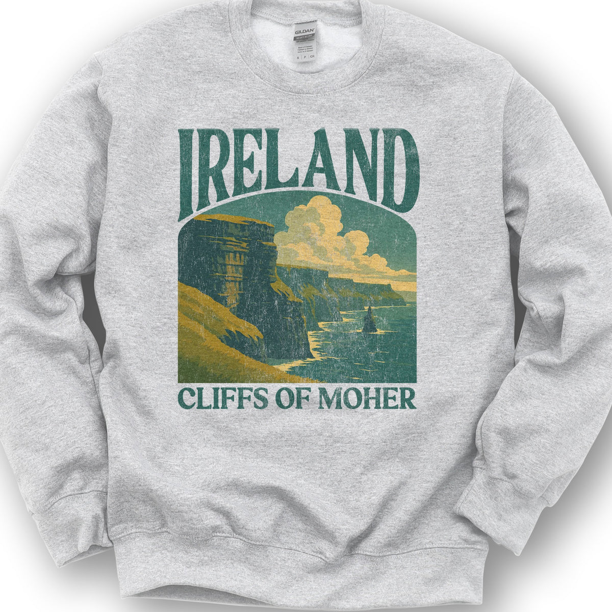 Ireland Cliffs of Moher "Big and Bold" Sweatshirt - Ash