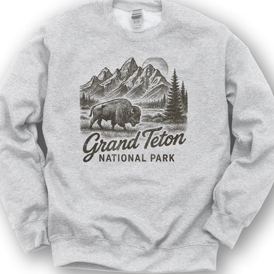Grand Teton "Vintage Sketch" Sweatshirt - Ash