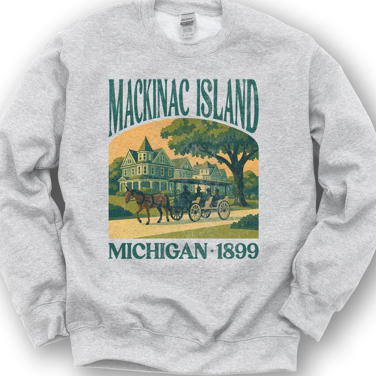 Mackinac Island Michigan "Big and Bold" Sweatshirt - Ash