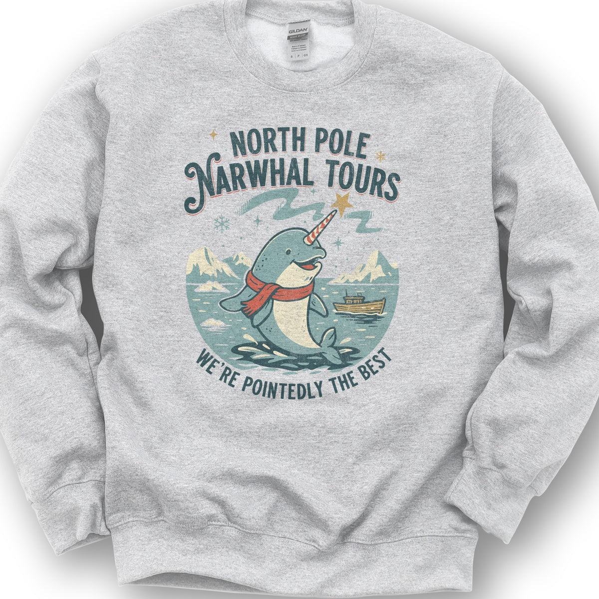 North Pole Narwhal Tours Sweatshirt - Ash