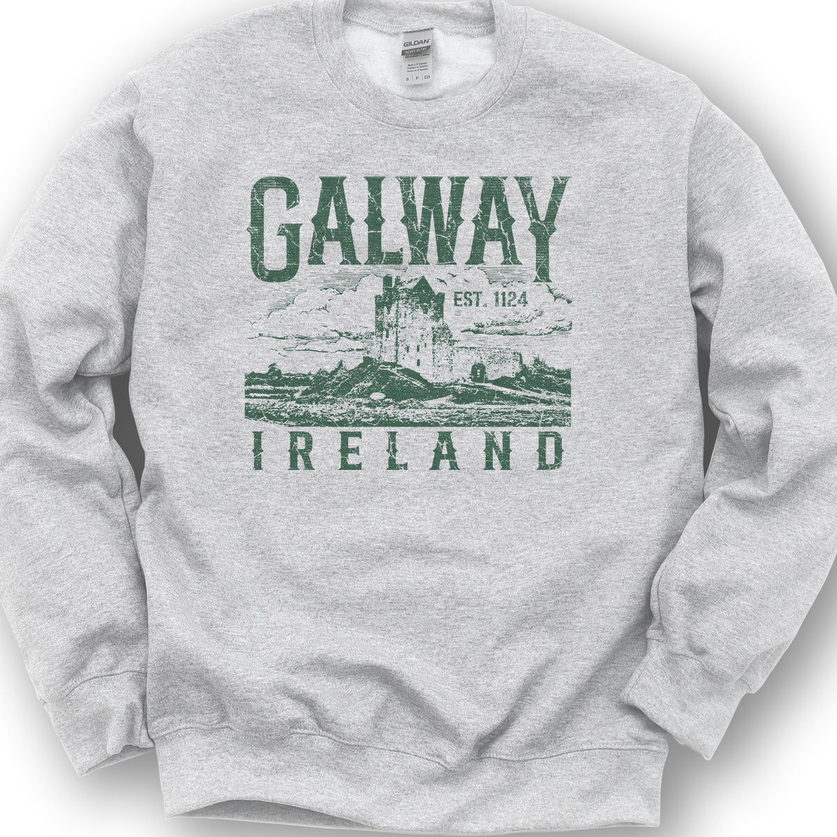 Galway Ireland Vintage Print Sweatshirt - Ash