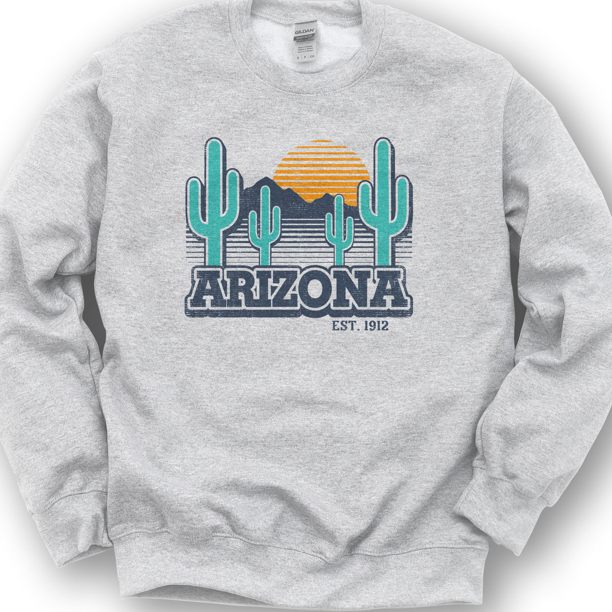 Arizona Retro Cactus Sweatshirt - Ash
