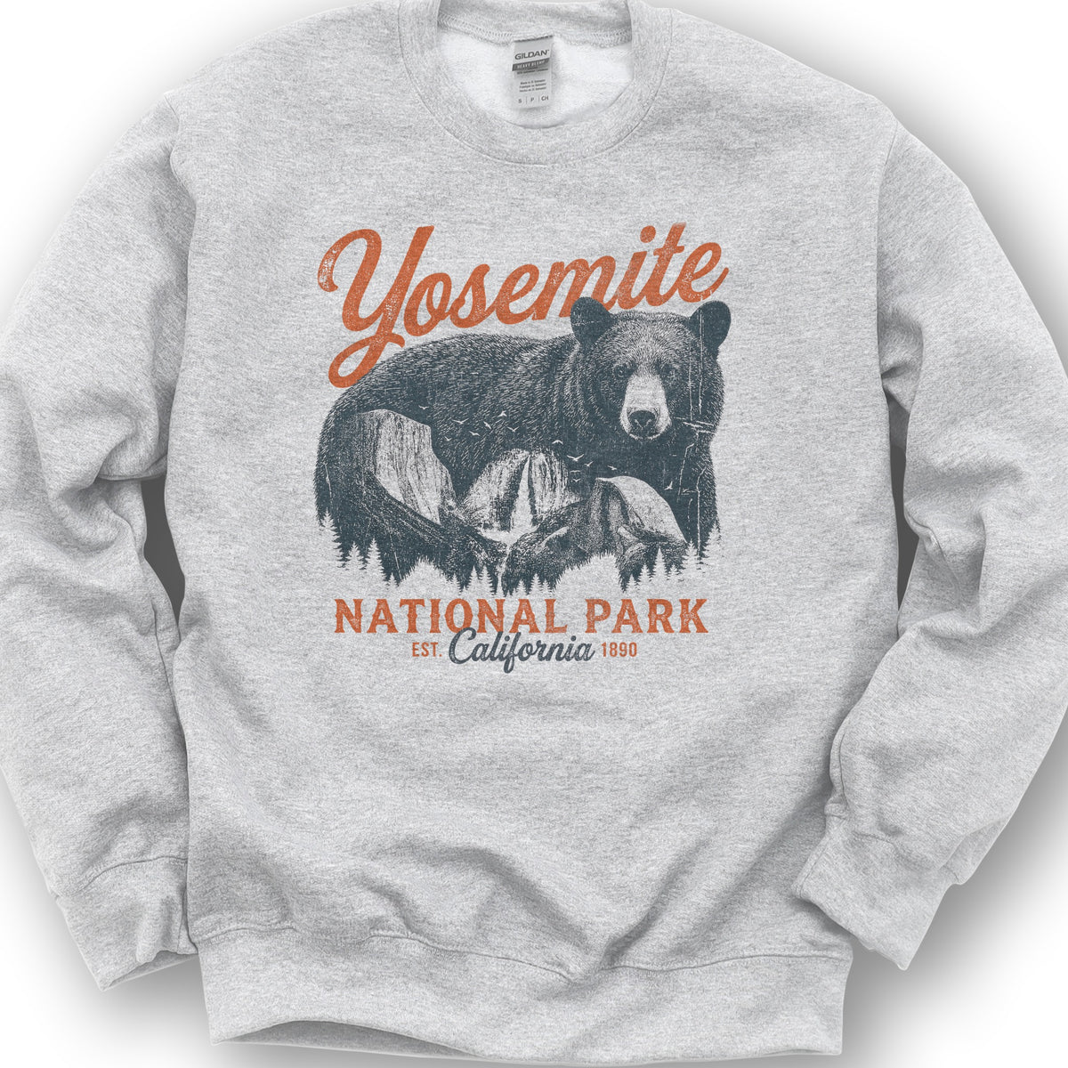 Yosemite Bear Etching Sweatshirt - Ash