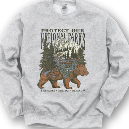 Protect Our Parks Bear Sweatshirt - Ash