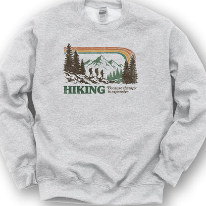 Hiking Retro Therapy Sweatshirt - Ash