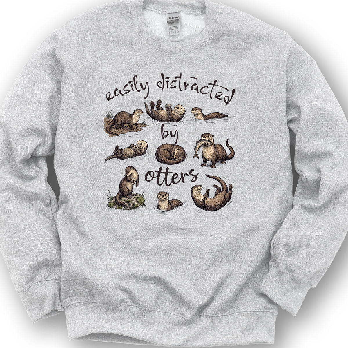 Easily Distracted By Otters Sweatshirt - Ash