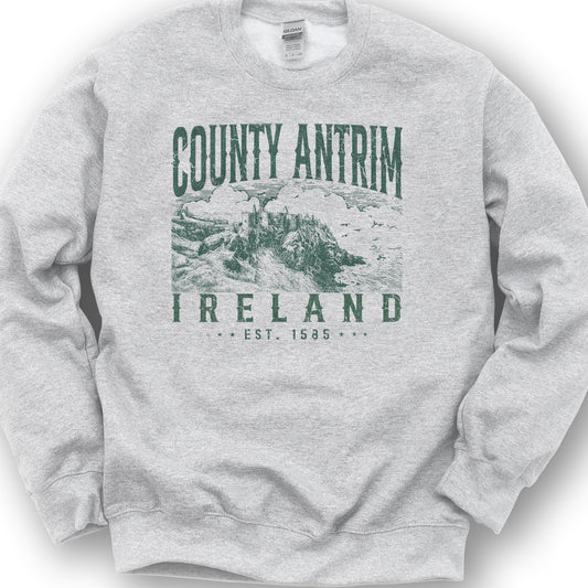 County Antrim Ireland Sweatshirt - Ash