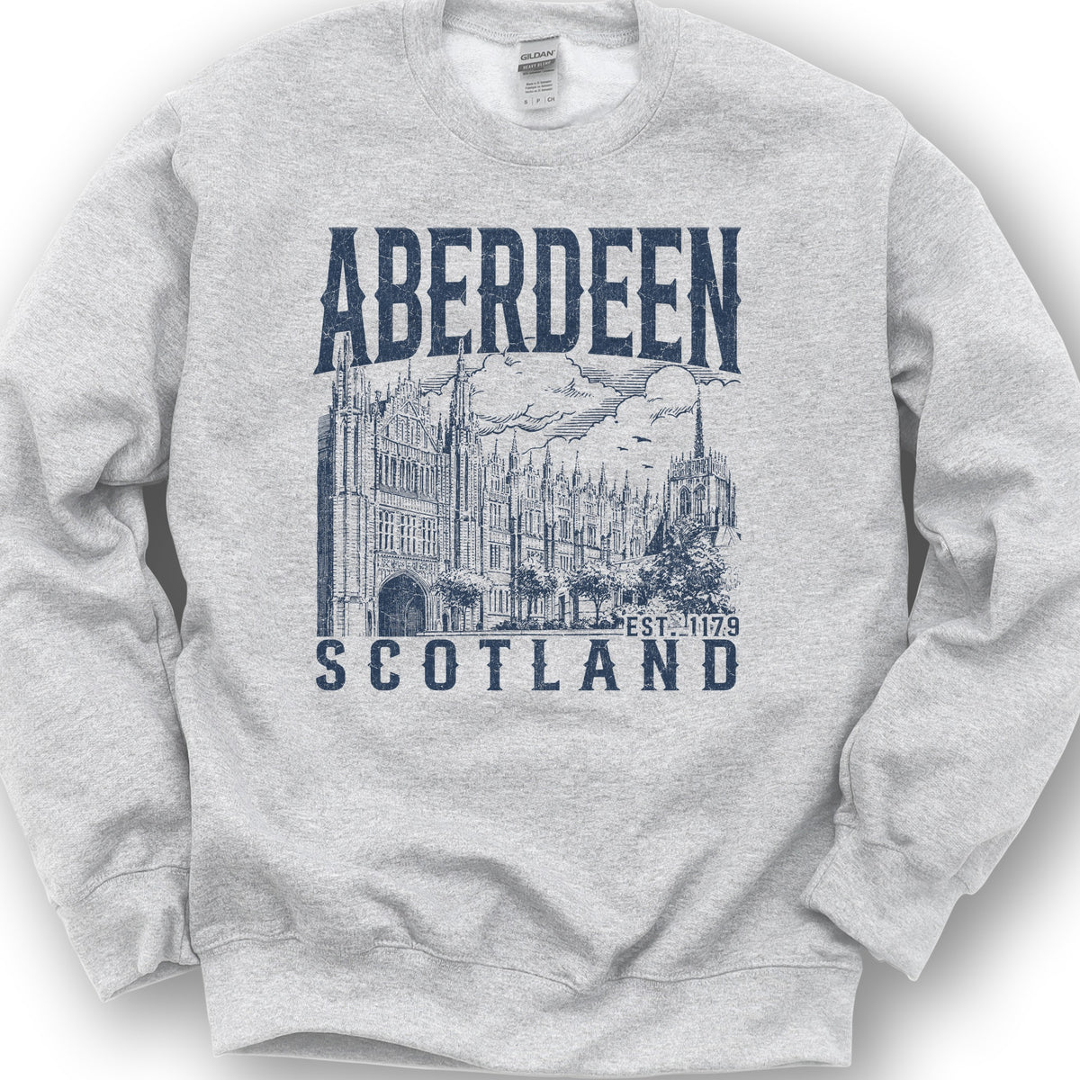 Aberdeen Scotland Sketch Sweatshirt - Ash
