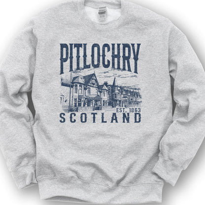 Pitlochry Scotland Sketch Sweatshirt - Ash