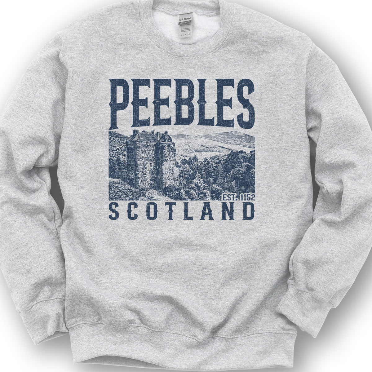 Peebles Scotland Sketch Sweatshirt - Ash