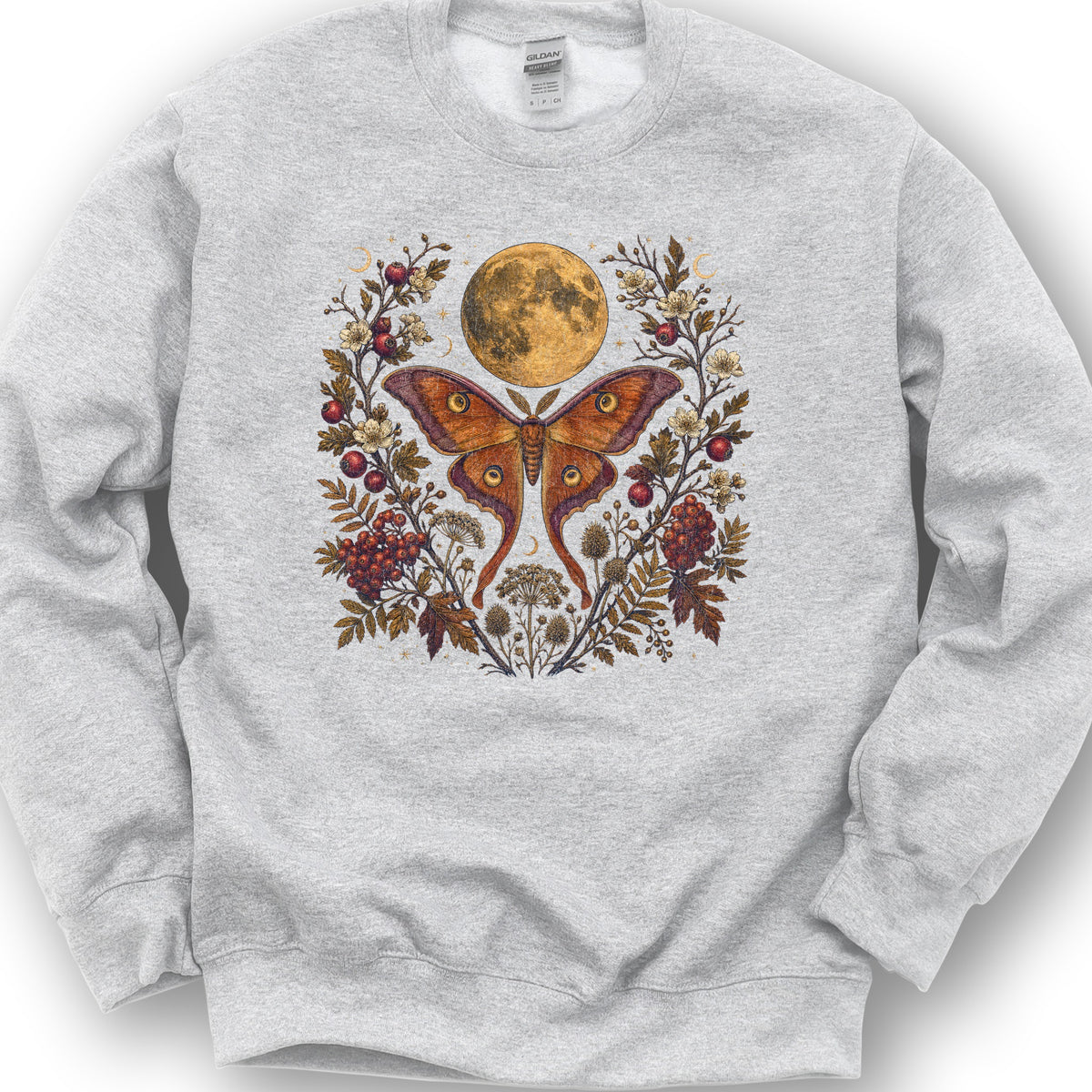 Harvest Moon Moth Sweatshirt - Ash