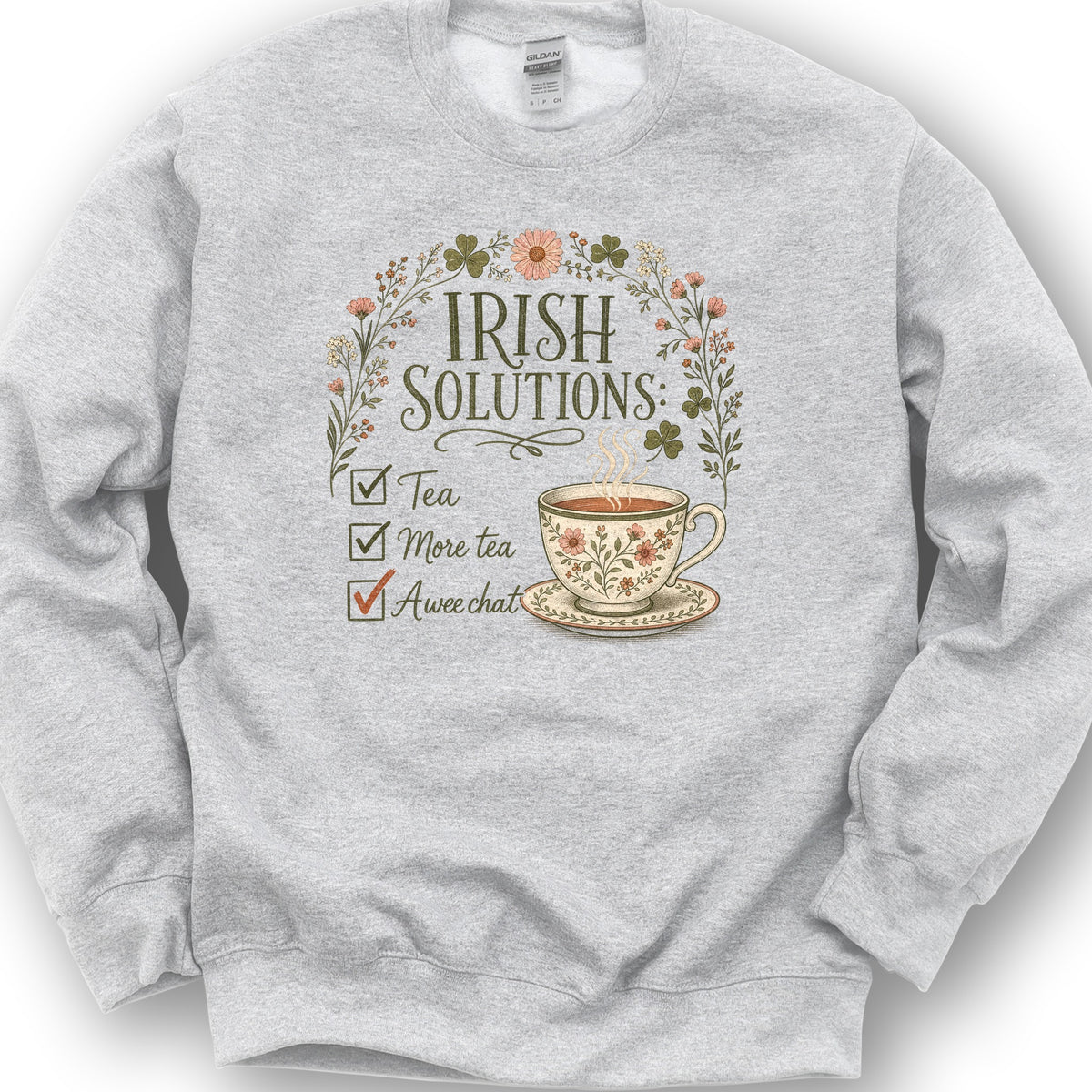 Irish Solutions Tea Cup Sweatshirt - Ash