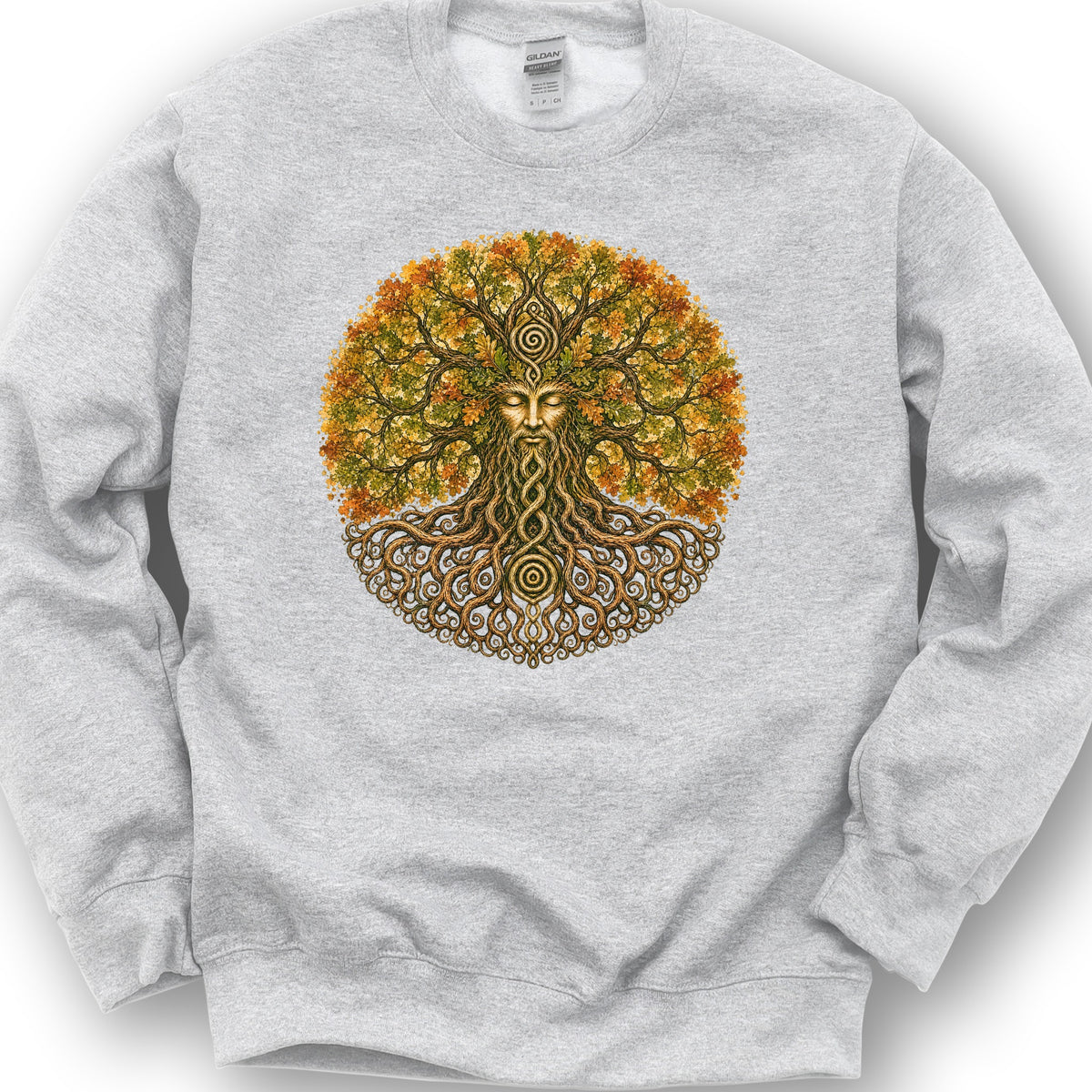 Green Man Autumn Bloom Sweatshirt - Ash