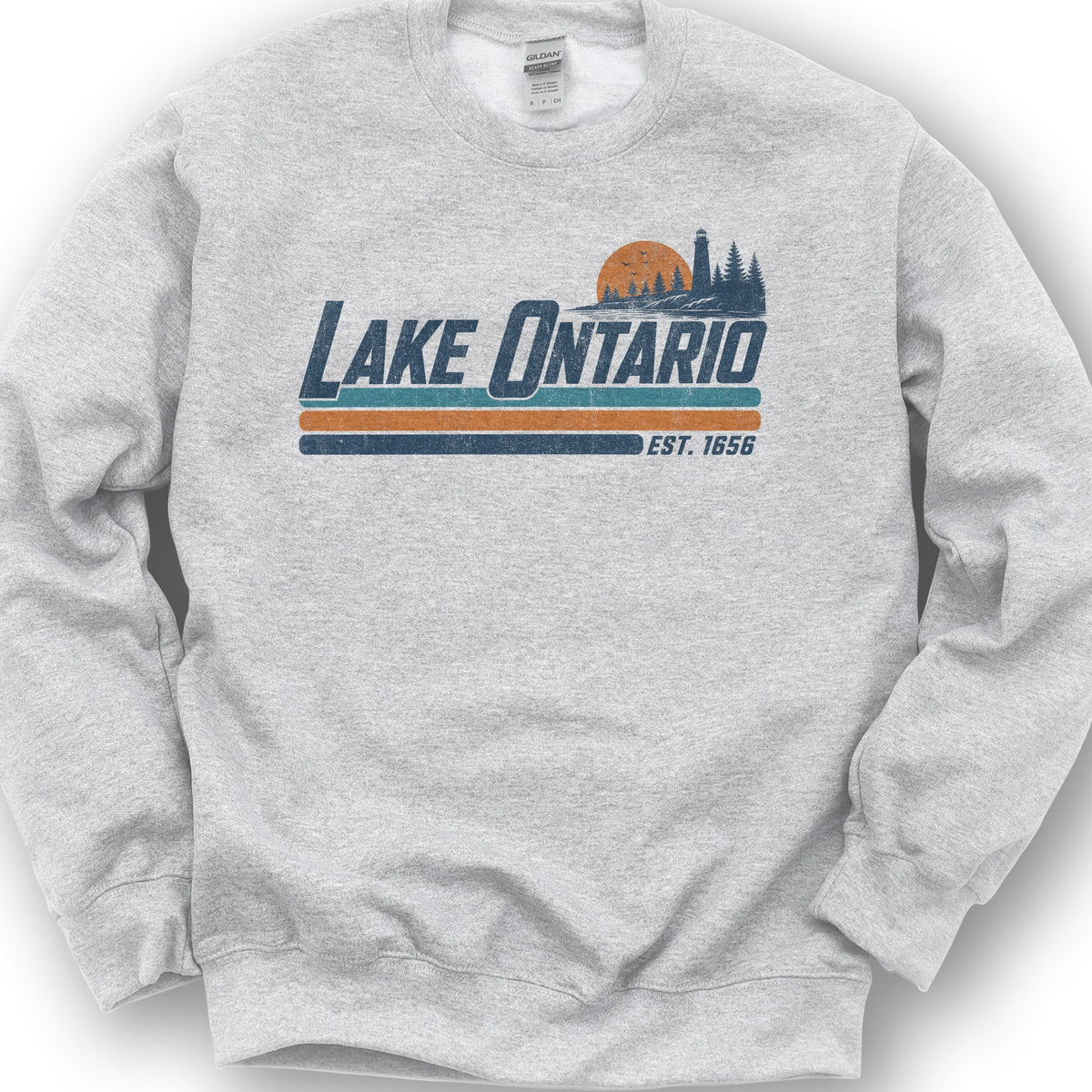 Lake Ontario Retro Stripe Sweatshirt - Ash