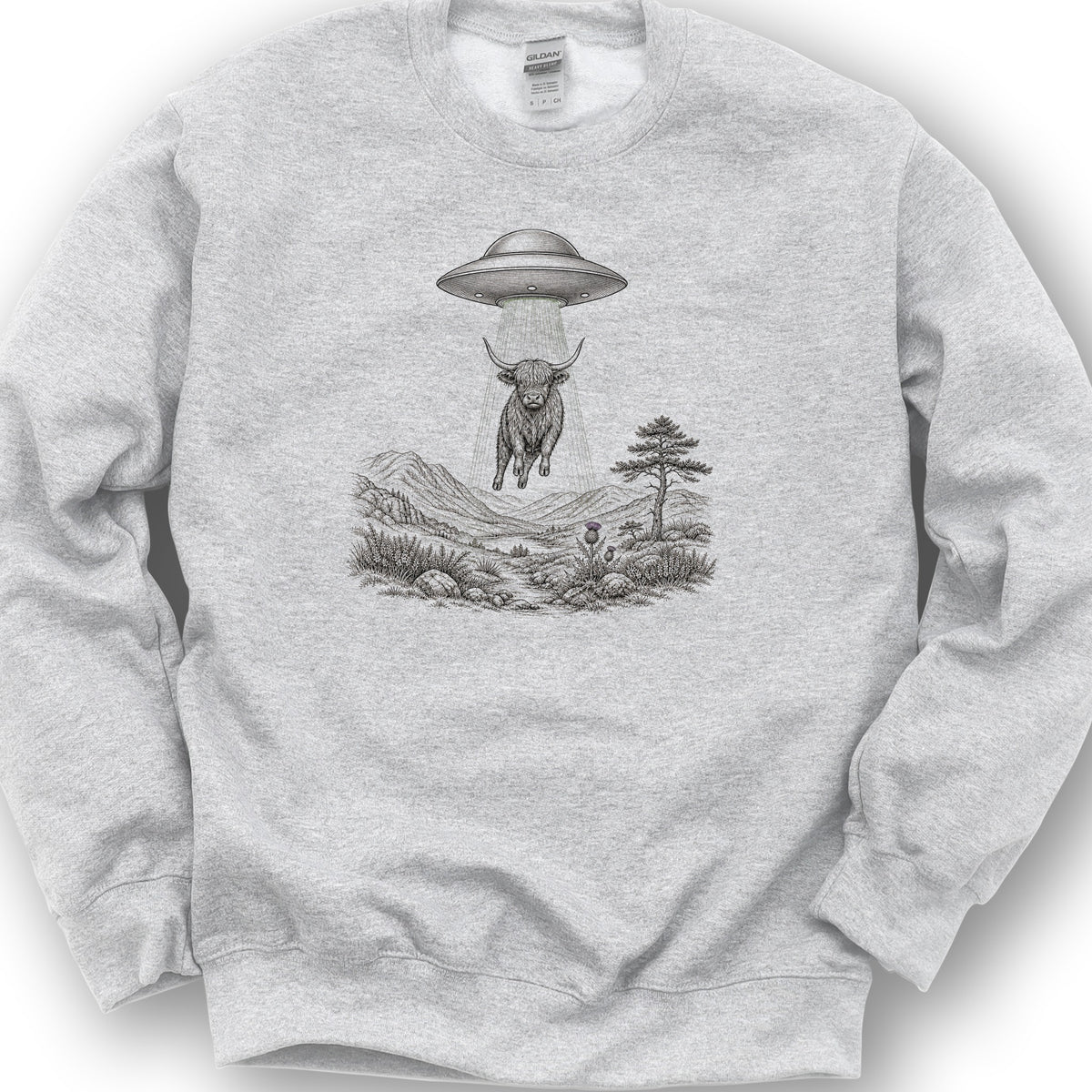 Highland Coo UFO Sweatshirt - Ash