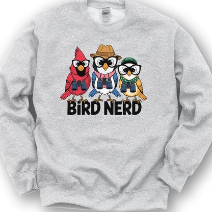 Bird Nerd "Birding Birds" Sweatshirt - Ash