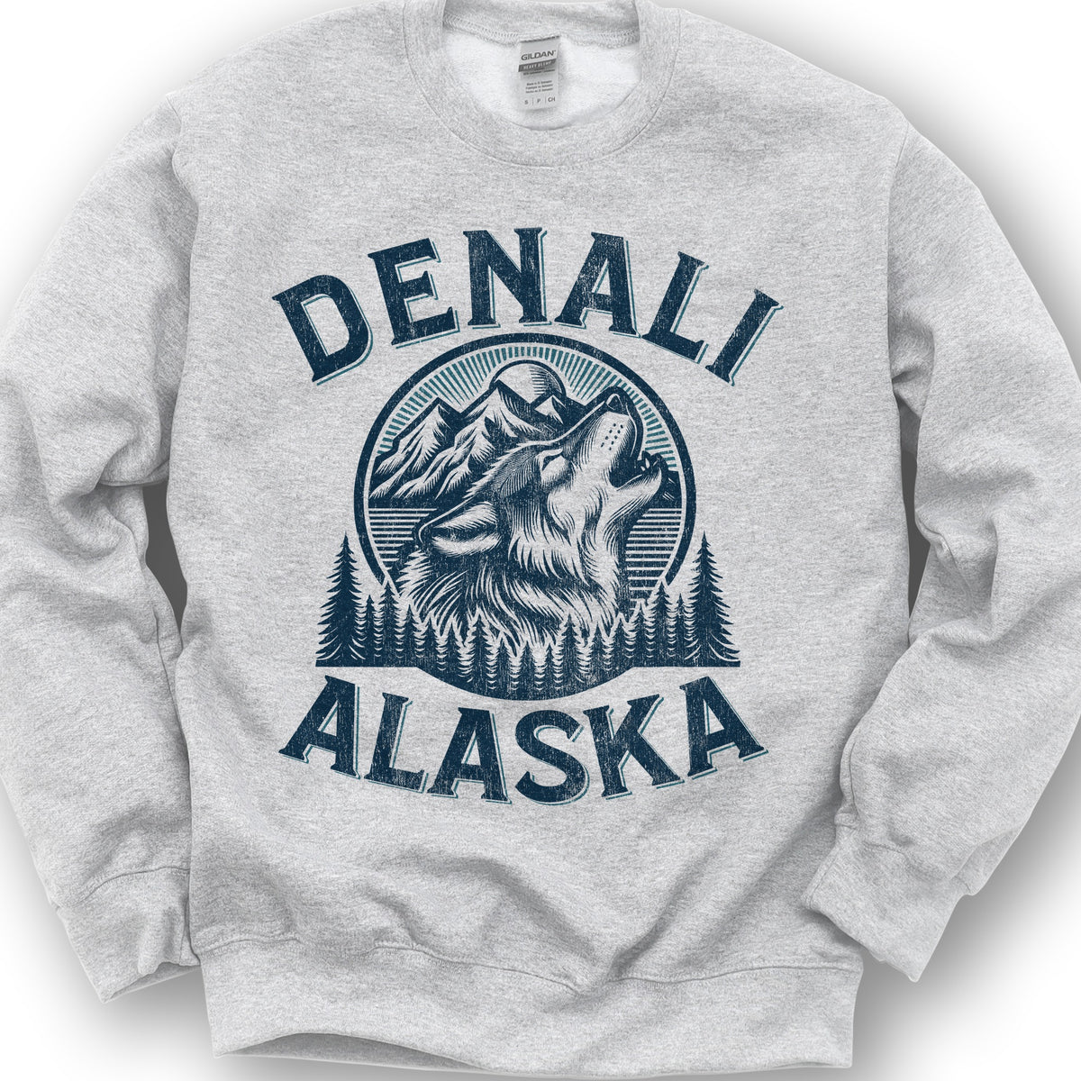 Denali National Park "Vintage Wolf" Sweatshirt - Ash