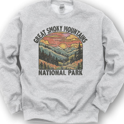 Great Smoky Mountains National Park Sunset Sweatshirt - Ash