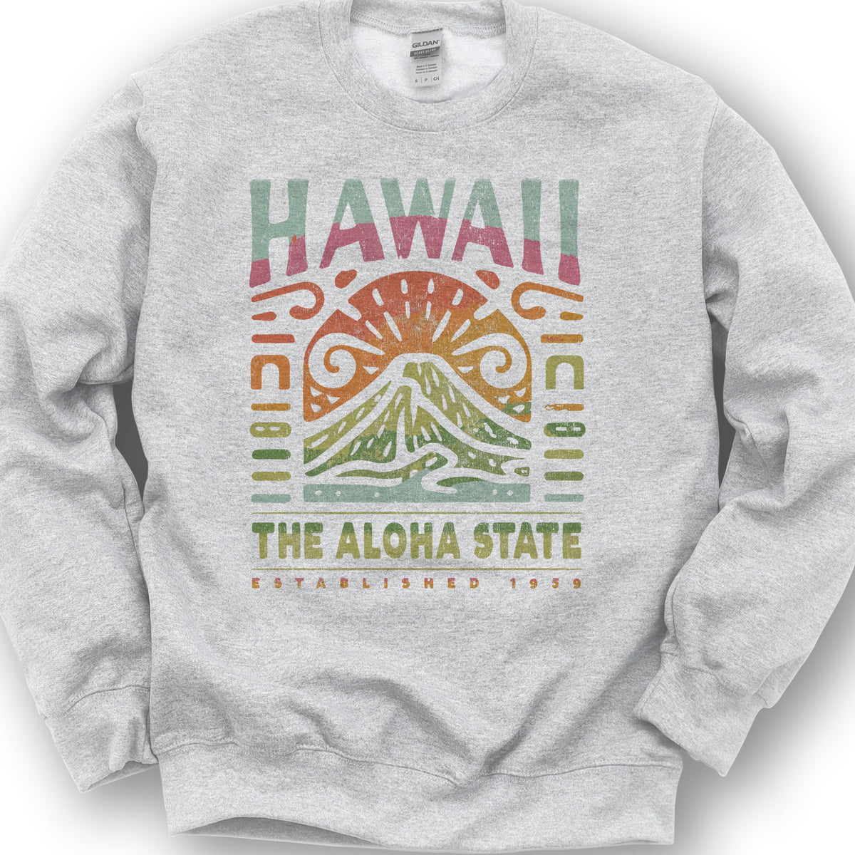 Hawaii The Aloha State "Volcano Tatoo" Sweatshirt - Ash