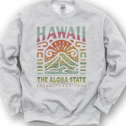 Hawaii The Aloha State "Volcano Tatoo" Sweatshirt - Ash
