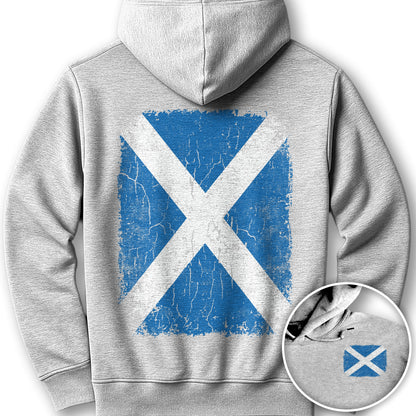 Scotland Distressed Flag Front/Back Print Hoodie - Ash