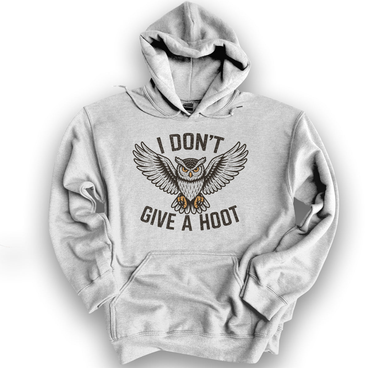 I Don't Give a Hoot "Vintage Owl" Hoodie - Ash