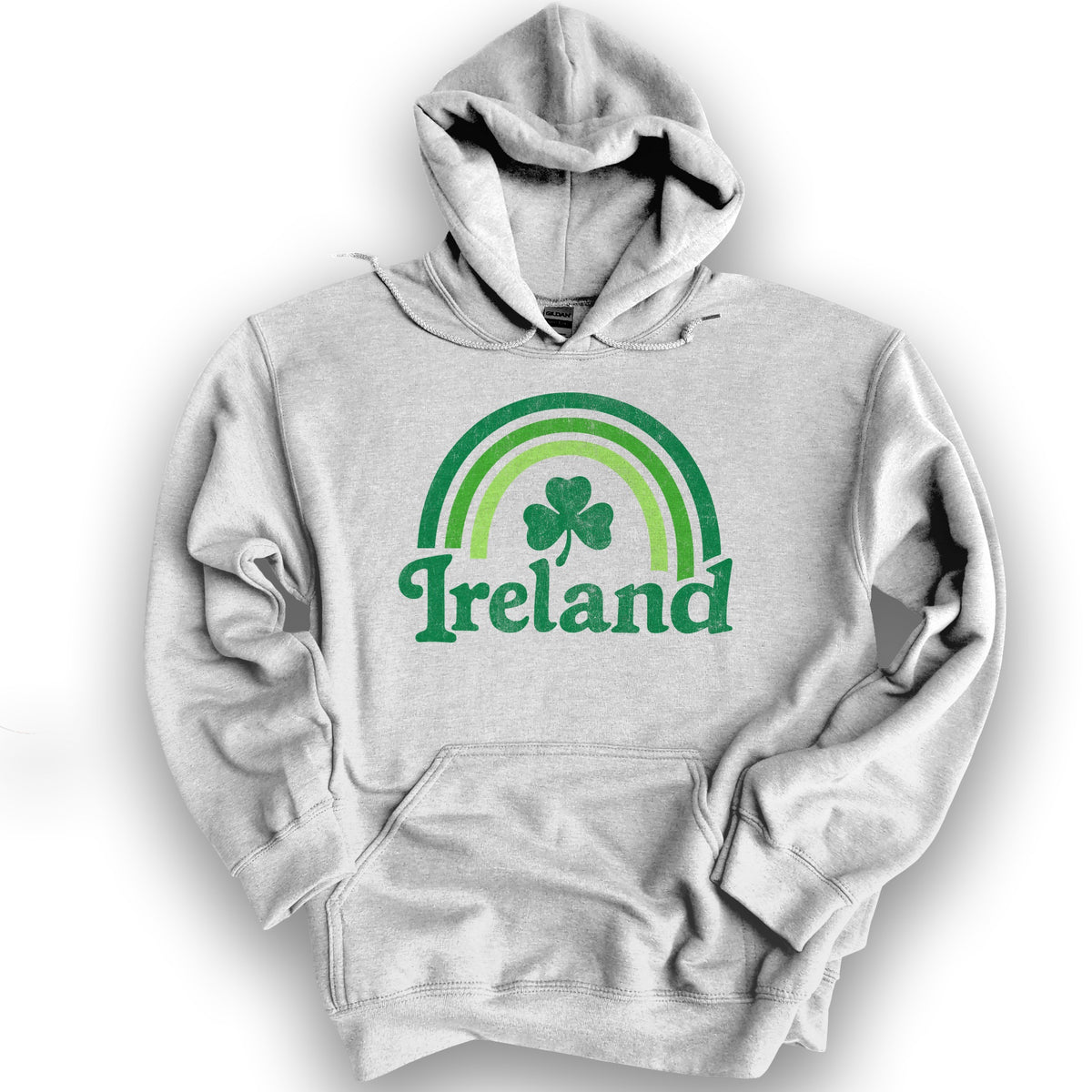 Ireland Rainbow Shamrock Hoodie - Ash
