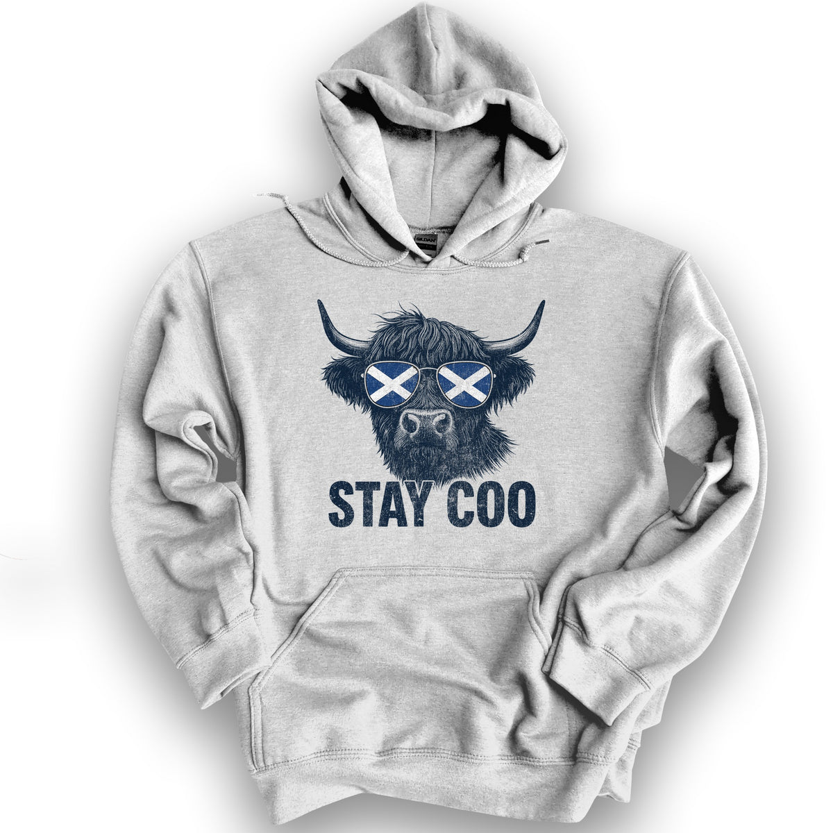 Stay Coo Highland Cow "Sunglasses" Hoodie - Ash