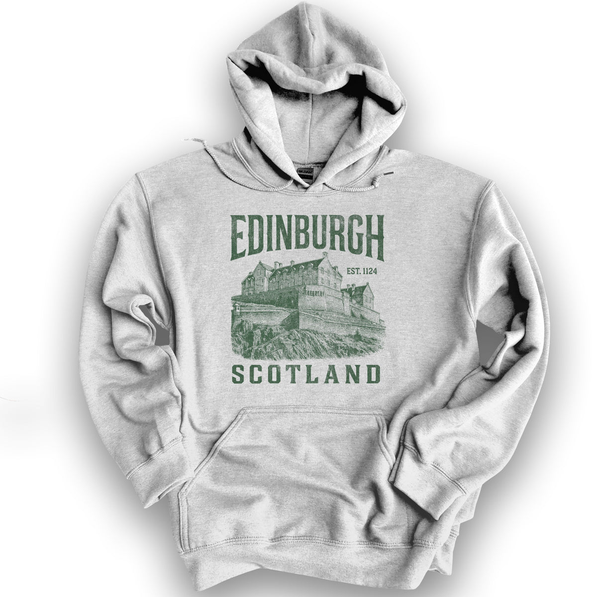 Edinburgh Scotland "Vintage Etching" Hoodie - Ash