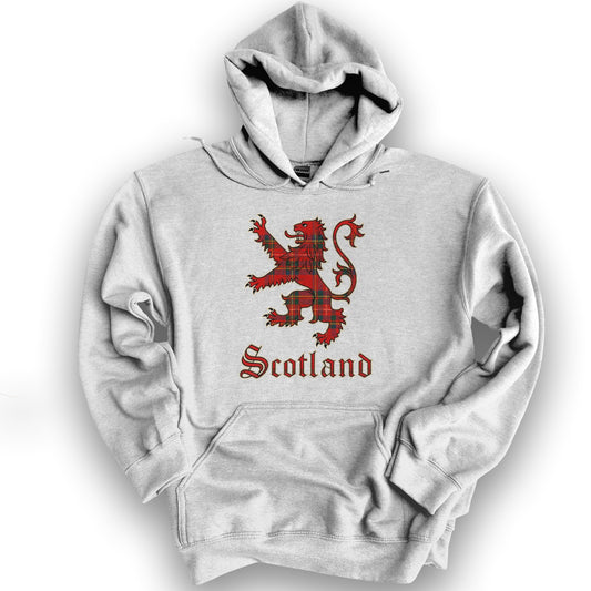 Scotland Tartan Lion Hoodie - Ash