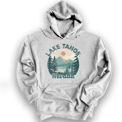 Lake Tahoe Nevada Vintage Circle Hoodie - Ash