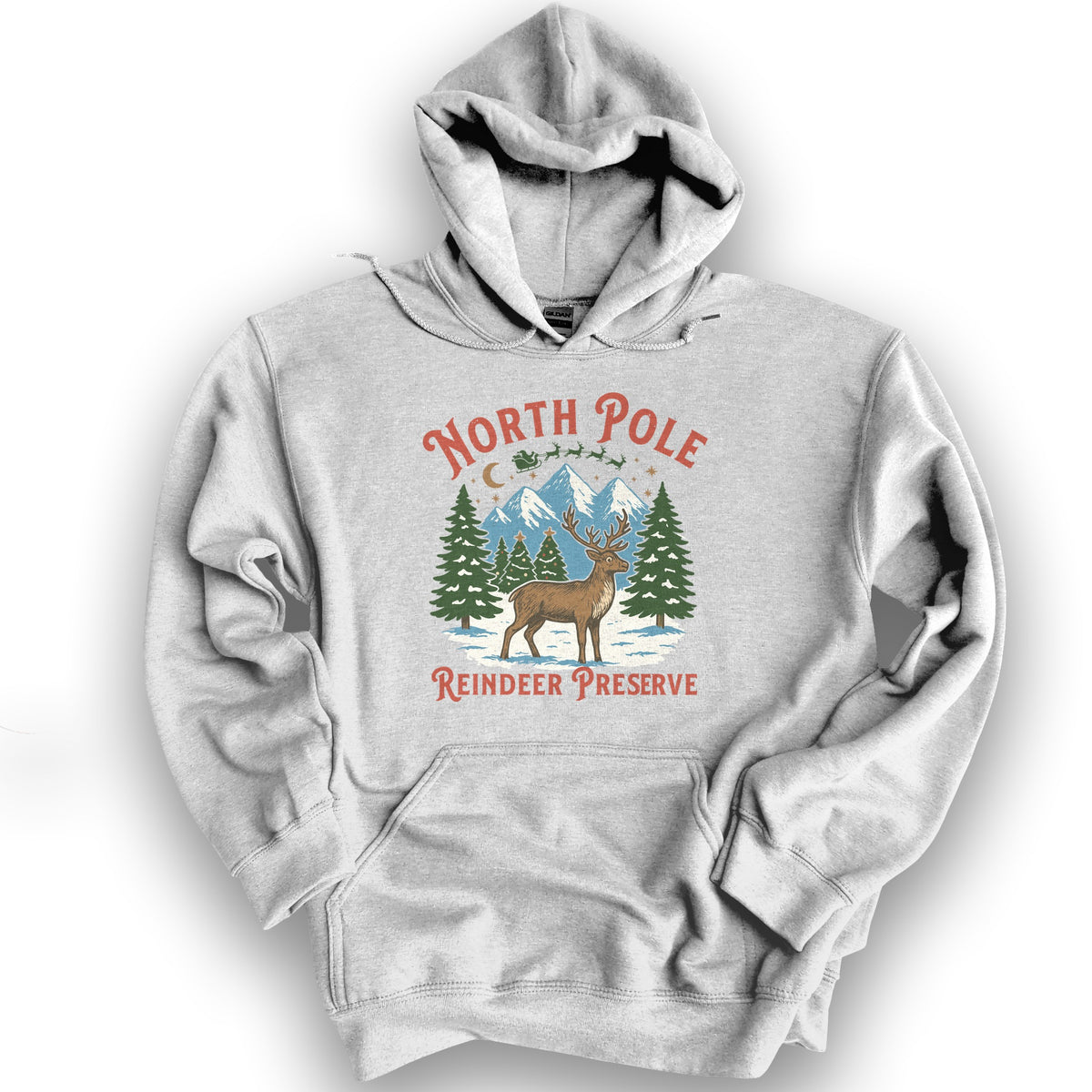 North Pole Reindeer Preserve Hoodie - Ash