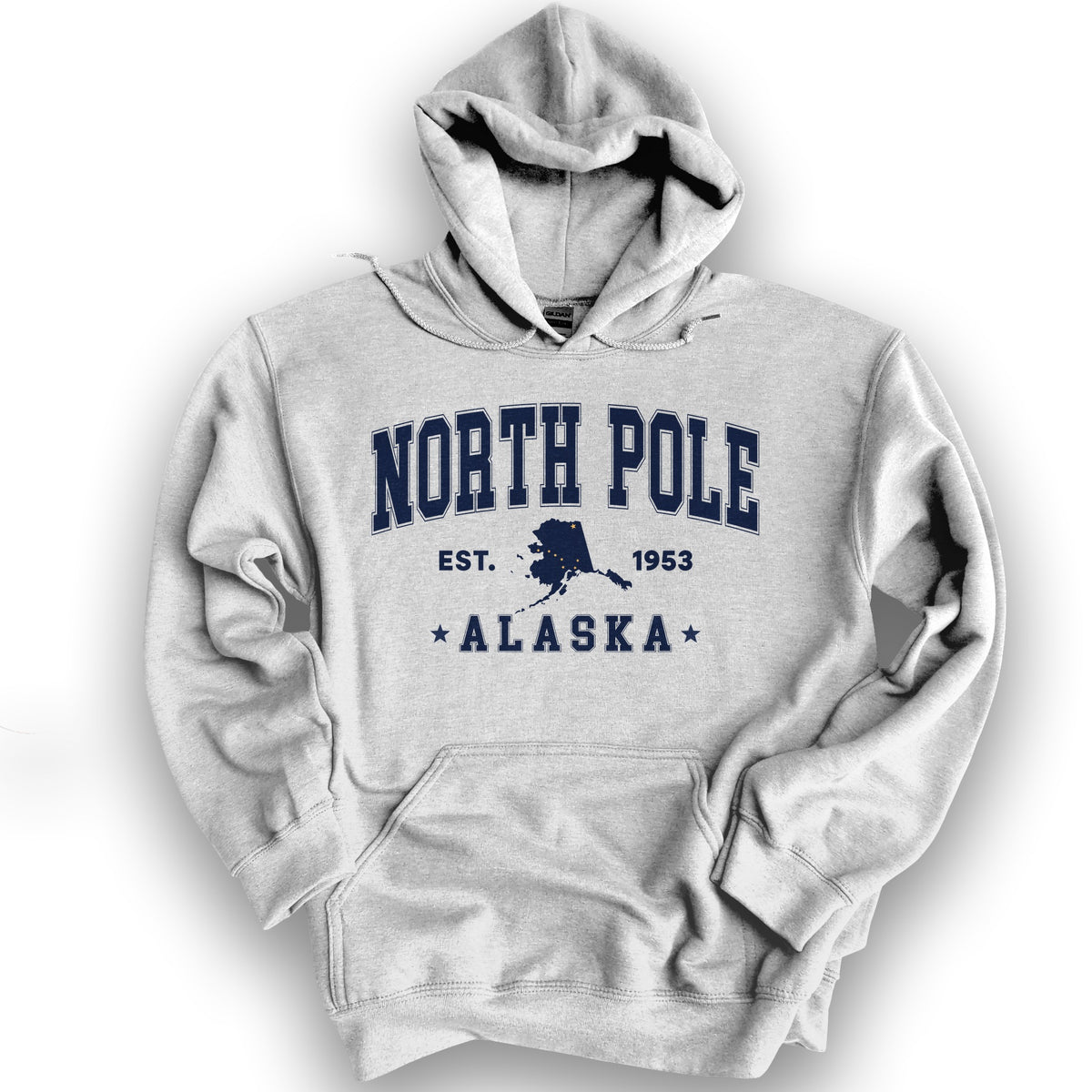 North Pole Alaska Varsity Hoodie - Ash