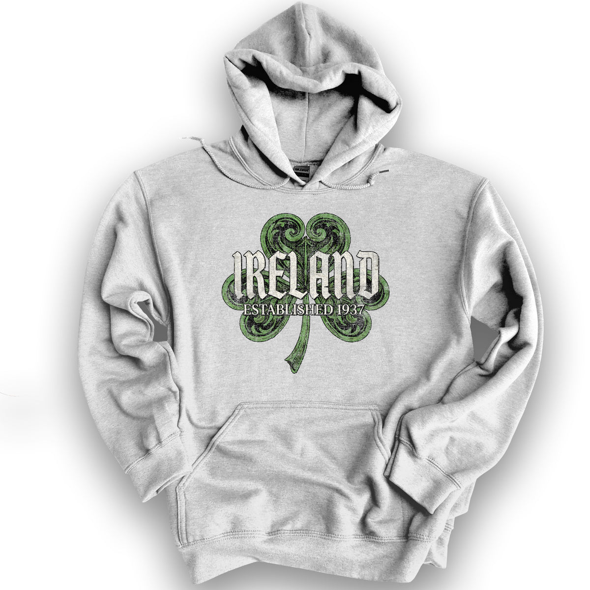 Ireland Gothic Shamrock Hoodie - Ash