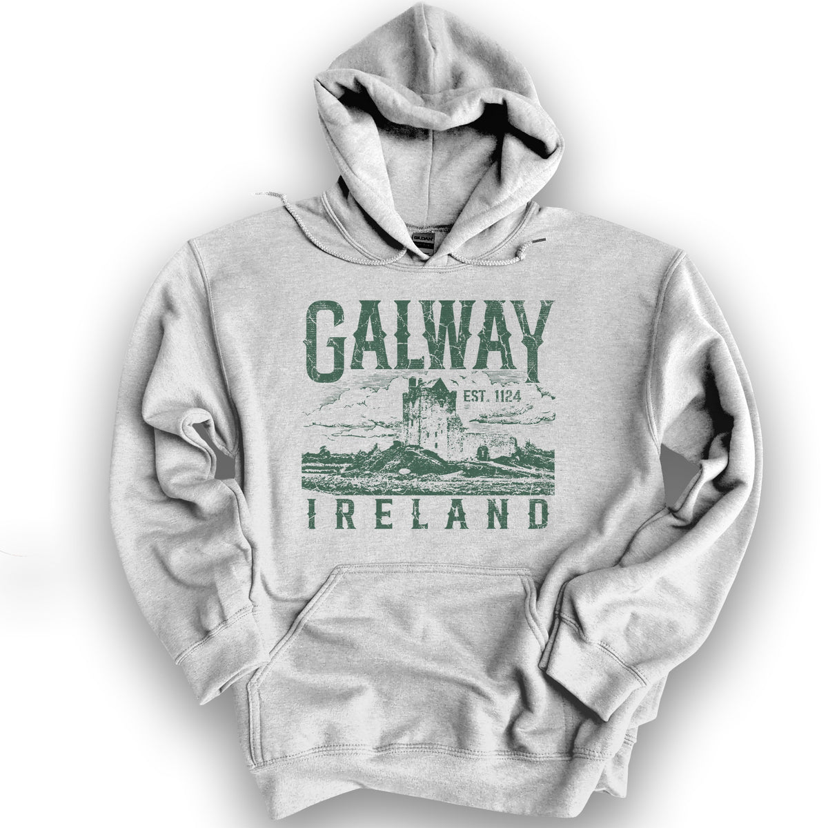 Galway Ireland Vintage Print Hoodie - Ash