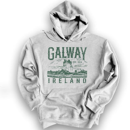 Galway Ireland Vintage Print Hoodie - Ash